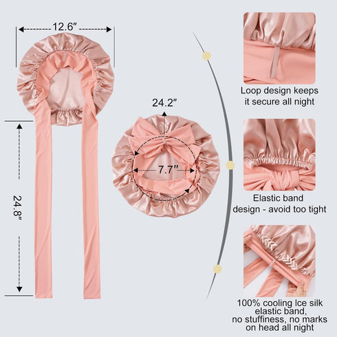22 Momme Silk Sleep Cap with Ice Silk Band (T)